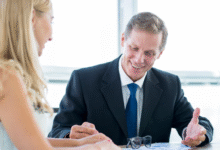Personal injury lawyer consulting with client to discuss case and legal options.